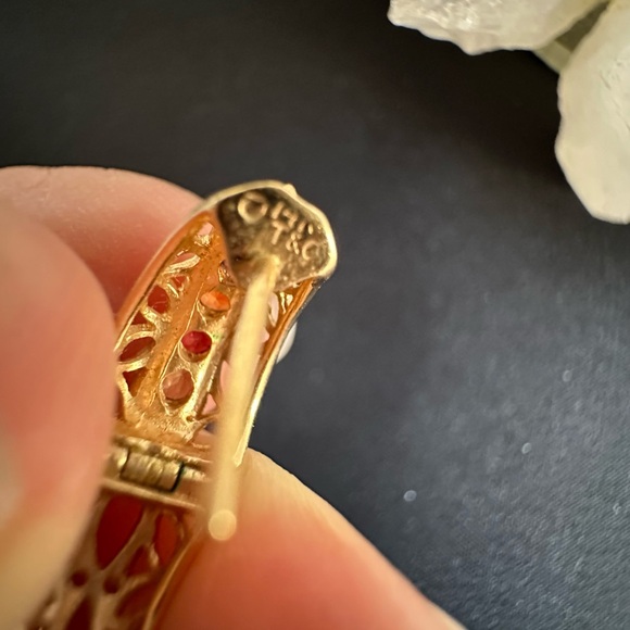 Genuine 14K & multi gemstone EUC hinged huggie hoop earrings. - Picture 5 of 5